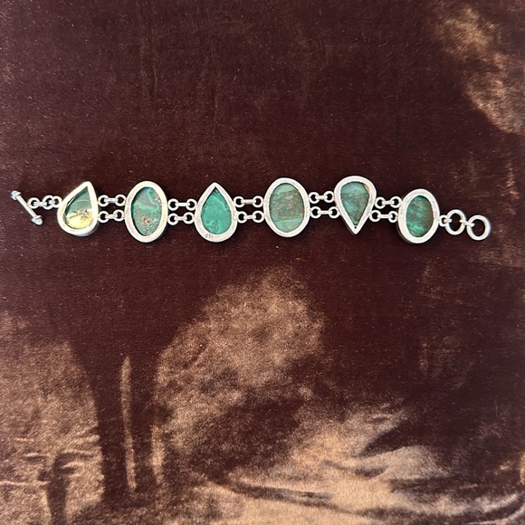 Vintage Green Malachite Sterling Silver Semi-precious gemstone length-8 1/2”🔥🔥 - Picture 7 of 9